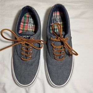 Sperry Men's Denim Blue Sneakers with Tan Laces